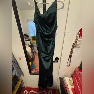 SHEIN Dark Green Satin Dress